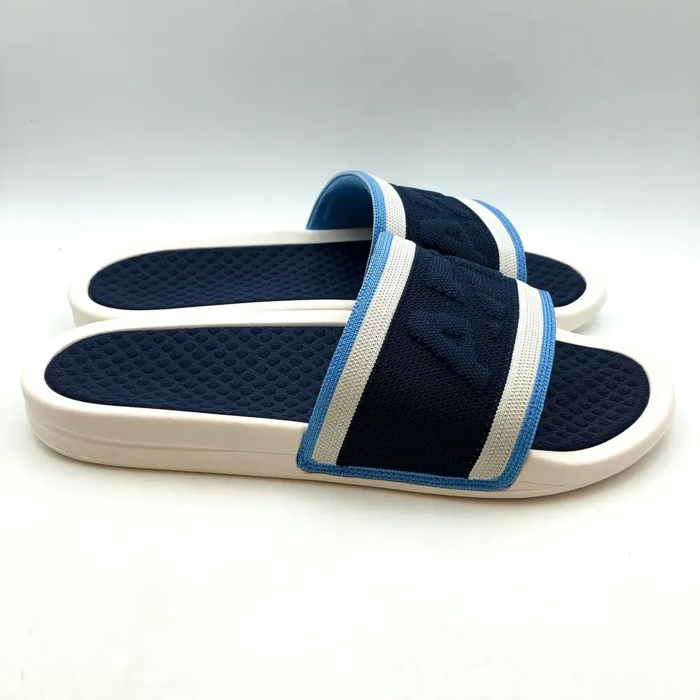 APL Mens Big Logo TechLoom Slide Sandals US 9 EU 42 White Blue Slip On NIB